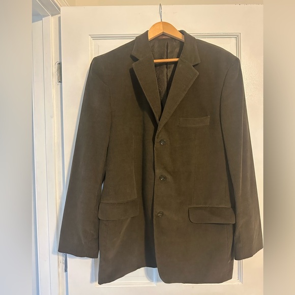 Men’s Taso Elba Olive Green Corduroy Blazer Sz L Classic Business Casual Dadcore